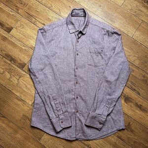 Adolfo Dominguez Mens Button Down‎ Knit Shirt Maroon Size 3 Small US